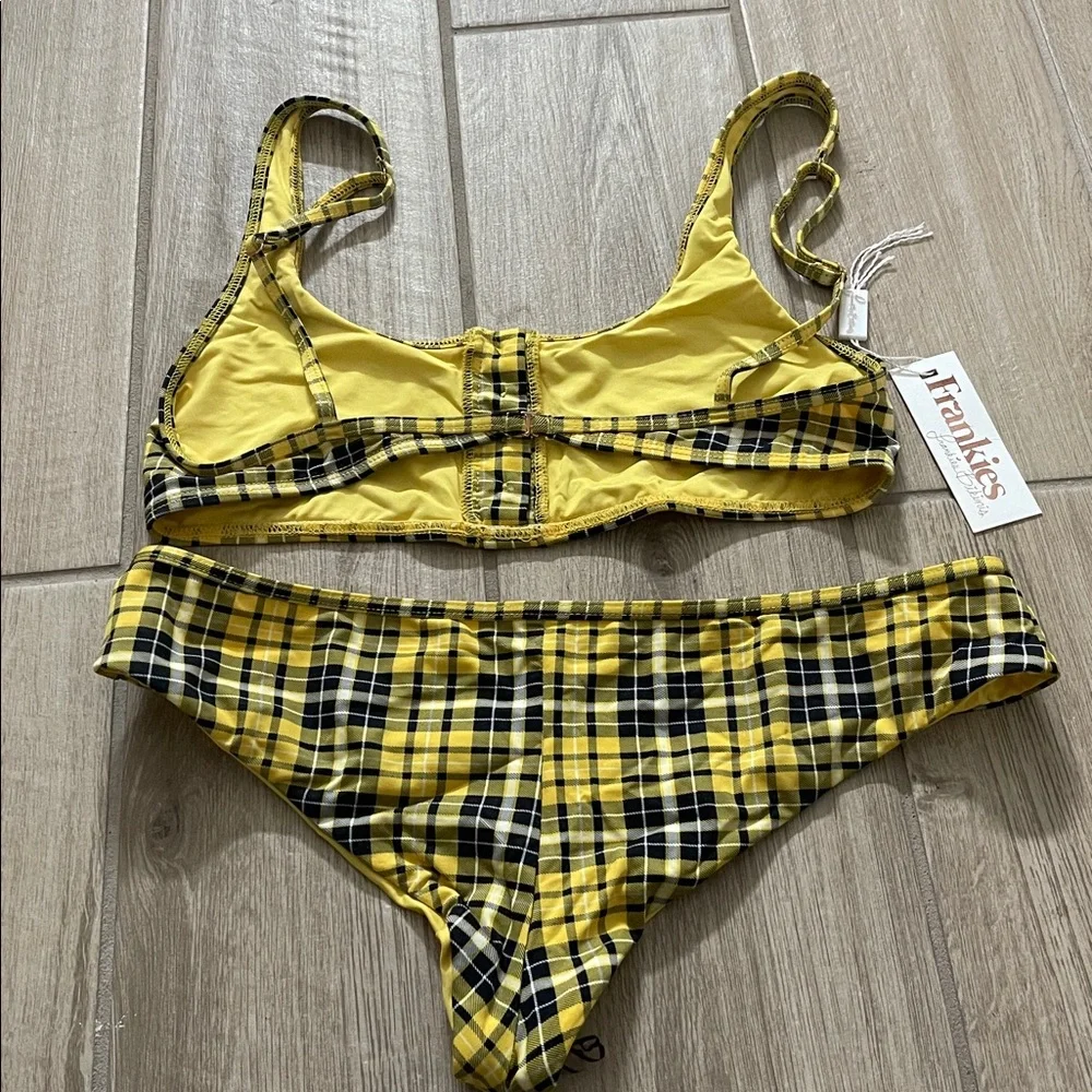 NWT Frankie’s 2pc yellow plaid Clueless Alana bikini Swimsuit set M/L